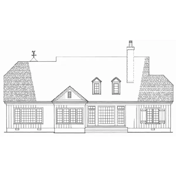 Ranch House Plan Rear Elevation - Thistlewood European Home 128D-0138 - Shop House Plans and More