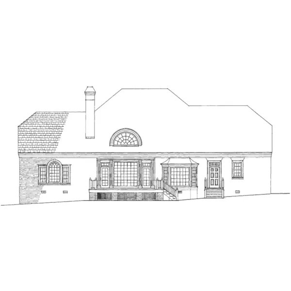 Traditional House Plan Rear Elevation - Twin Oaks Luxury Georgian Home 128D-0141 - Shop House Plans and More