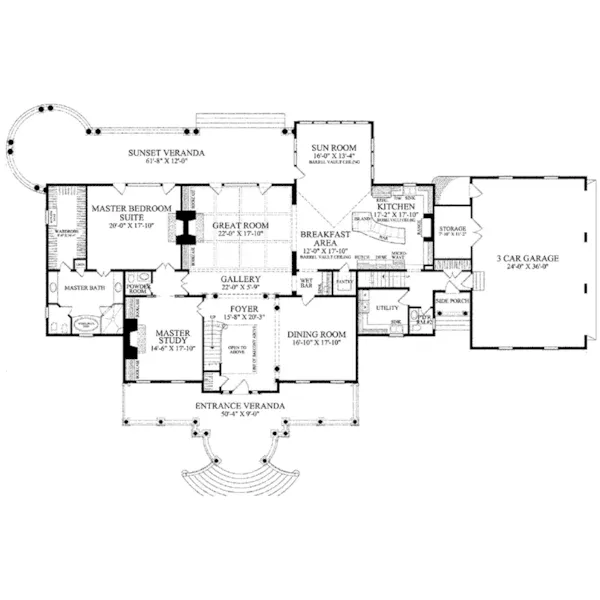 Plantation House Plan First Floor - Verandas Plantation Home 128D-0142 - Shop House Plans and More