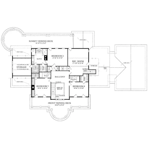 Plantation House Plan Second Floor - Verandas Plantation Home 128D-0142 - Shop House Plans and More