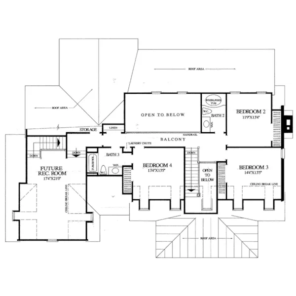 Colonial House Plan Second Floor - Virginia Farmhouse Home 128D-0143 - Shop House Plans and More