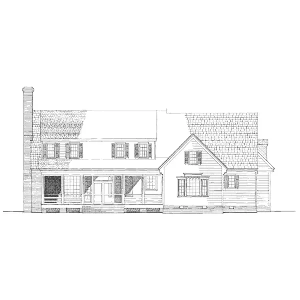 Colonial House Plan Rear Elevation - Virginia Farmhouse Home 128D-0143 - Shop House Plans and More