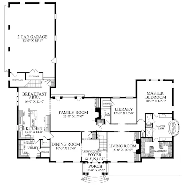 Traditional House Plan First Floor - Winchester Lane Country Home 128D-0145 - Shop House Plans and More