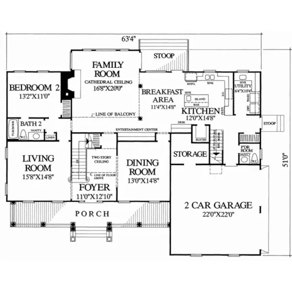 Country House Plan First Floor - Wood Bridge Georgian Home 128D-0147 - Shop House Plans and More