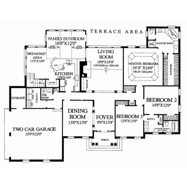 Waterfront House Plan First Floor - Albany Lane Southern Home 128D-0149 - Shop House Plans and More