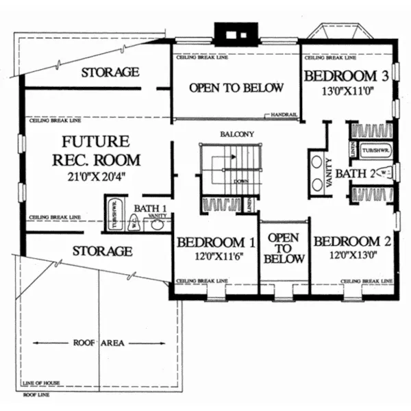 Waterfront House Plan Second Floor - Arlington Lane Traditional Home 128D-0154 - Shop House Plans and More