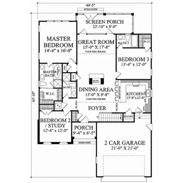 Ranch House Plan First Floor - Bayberry Lane Ranch Home 128D-0157 - Shop House Plans and More