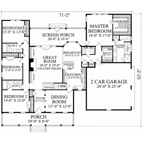 Lowcountry House Plan First Floor - Bayview Hill Country Home 128D-0159 - Search House Plans and More