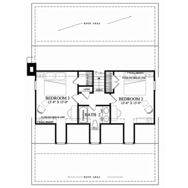 Lowcountry House Plan Second Floor - Bluebell Cottage Country Home 128D-0166 - Shop House Plans and More