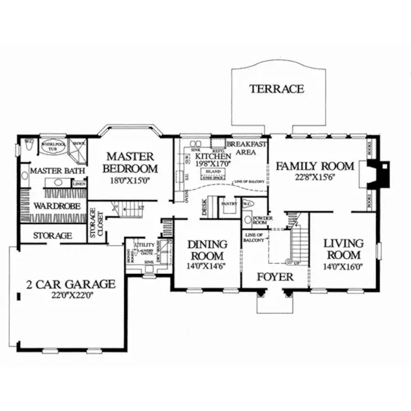 Vacation House Plan First Floor - Boothe House Georgian Home 128D-0167 - Shop House Plans and More