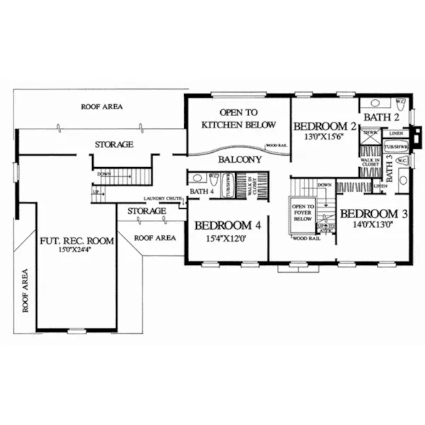 Vacation House Plan Second Floor - Boothe House Georgian Home 128D-0167 - Shop House Plans and More