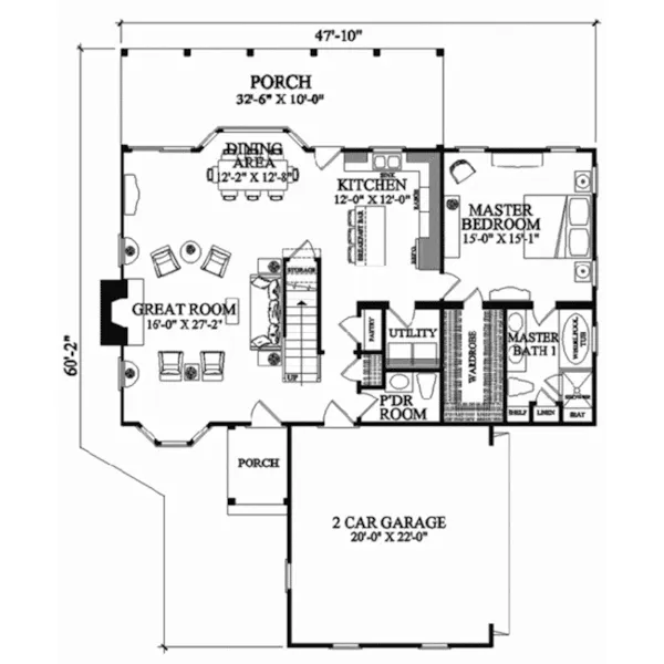 Traditional House Plan First Floor - Brandywine Hill Country Home 128D-0168 - Shop House Plans and More