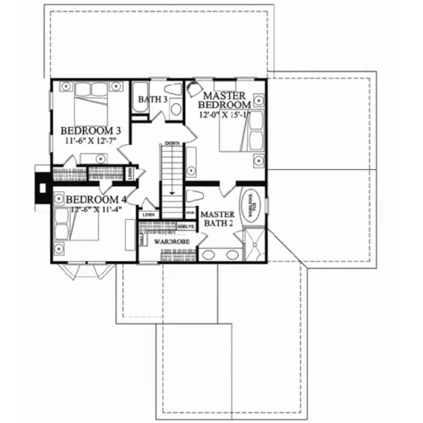 Traditional House Plan Second Floor - Brandywine Hill Country Home 128D-0168 - Shop House Plans and More