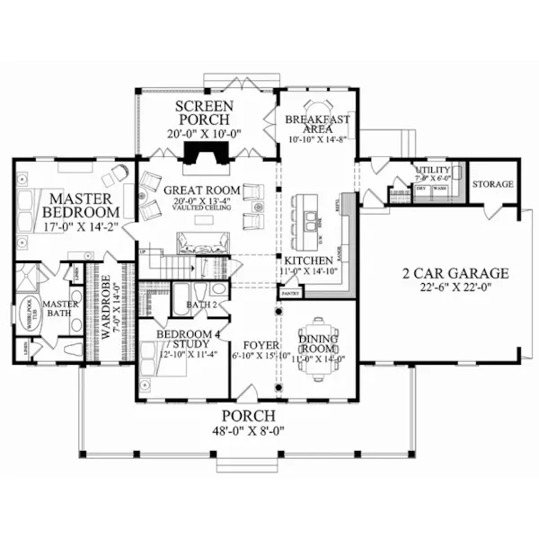 Traditional House Plan First Floor - 128D-0170 | House Plans and More