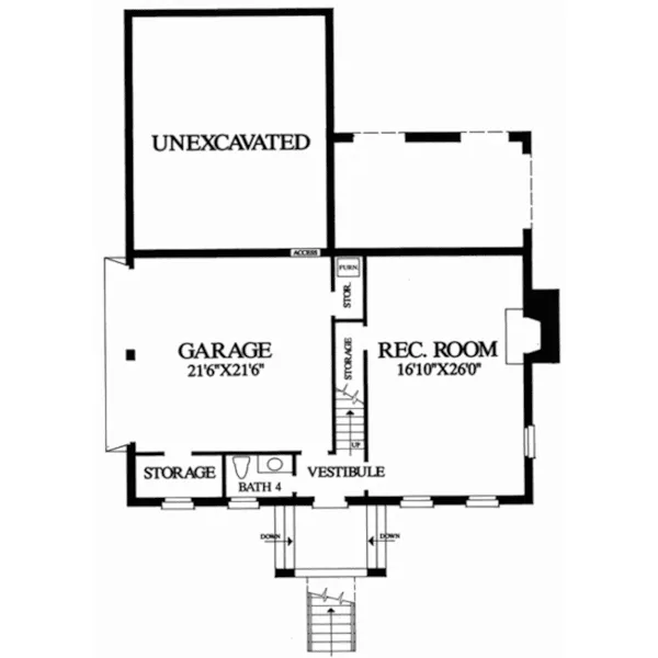 Colonial House Plan Basement Floor - Cheswick House Cape Cod Home 128D-0184 - Shop House Plans and More