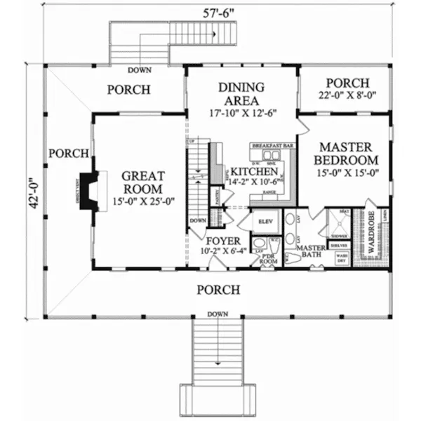 Florida House Plan First Floor - Clearview Coastal Home 128D-0185 - Shop House Plans and More