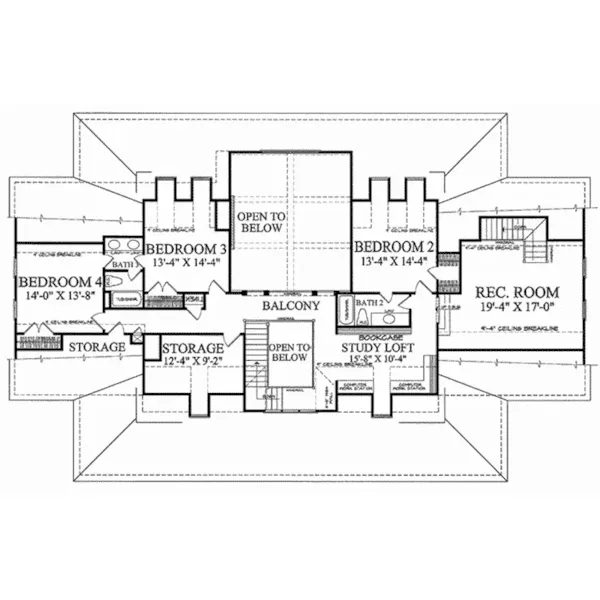 Southern House Plan Second Floor - Clover Lane Southern Home 128D-0186 - Shop House Plans and More