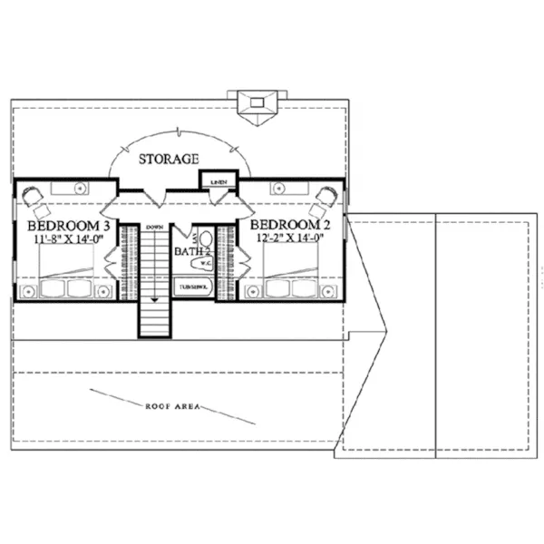 Acadian House Plan Second Floor - Halfpenny Cottage Country Home 128D-0211 - Shop House Plans and More