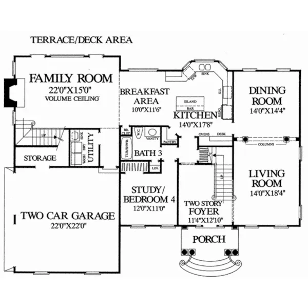 Georgian House Plan First Floor - Harper House Georgian Home 128D-0213 - Shop House Plans and More