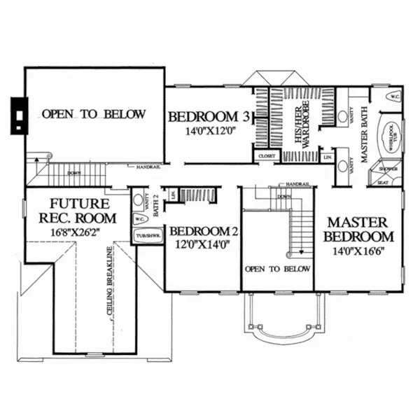 Georgian House Plan Second Floor - Harper House Georgian Home 128D-0213 - Shop House Plans and More