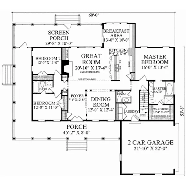 Lowcountry House Plan First Floor - Indigo Cottage Southern Home 128D-0221 - Shop House Plans and More