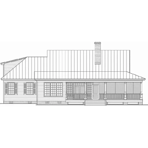 Lowcountry House Plan Rear Elevation - Indigo Cottage Southern Home 128D-0221 - Shop House Plans and More