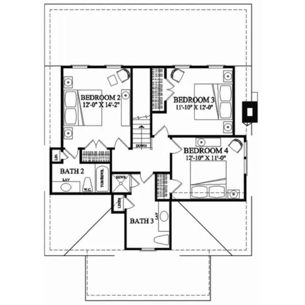 Bungalow House Plan Second Floor - Key Largo Bay Coastal Cottage 128D-0223 - Shop House Plans and More