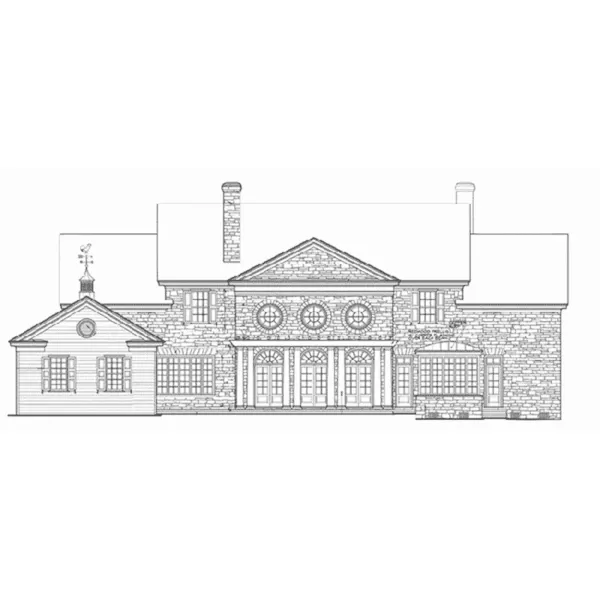 Georgian House Plan Rear Elevation - Lansdowne Hill Luxury Home 128D-0225 - Shop House Plans and More