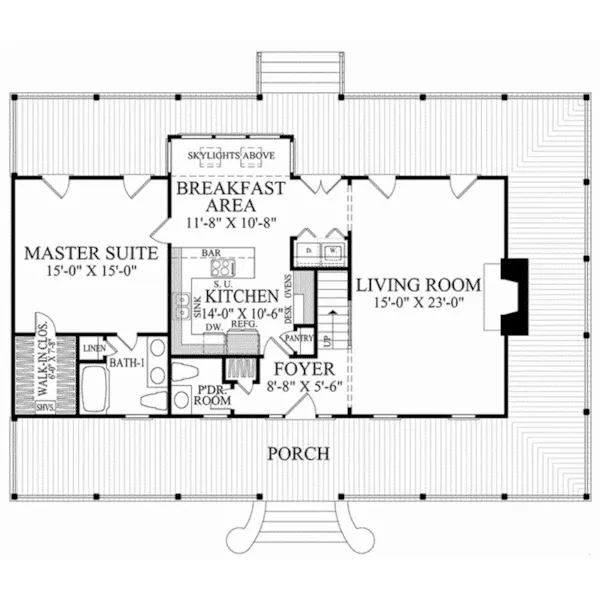 Traditional House Plan First Floor - Low Country Cottage 128D-0228 - Shop House Plans and More