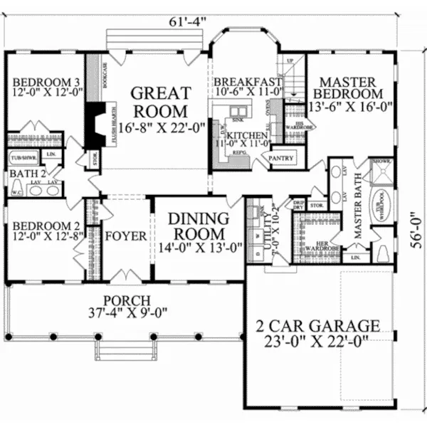 Lowcountry House Plan First Floor - Maritime Cottage Southern Home 128D-0231 - Shop House Plans and More