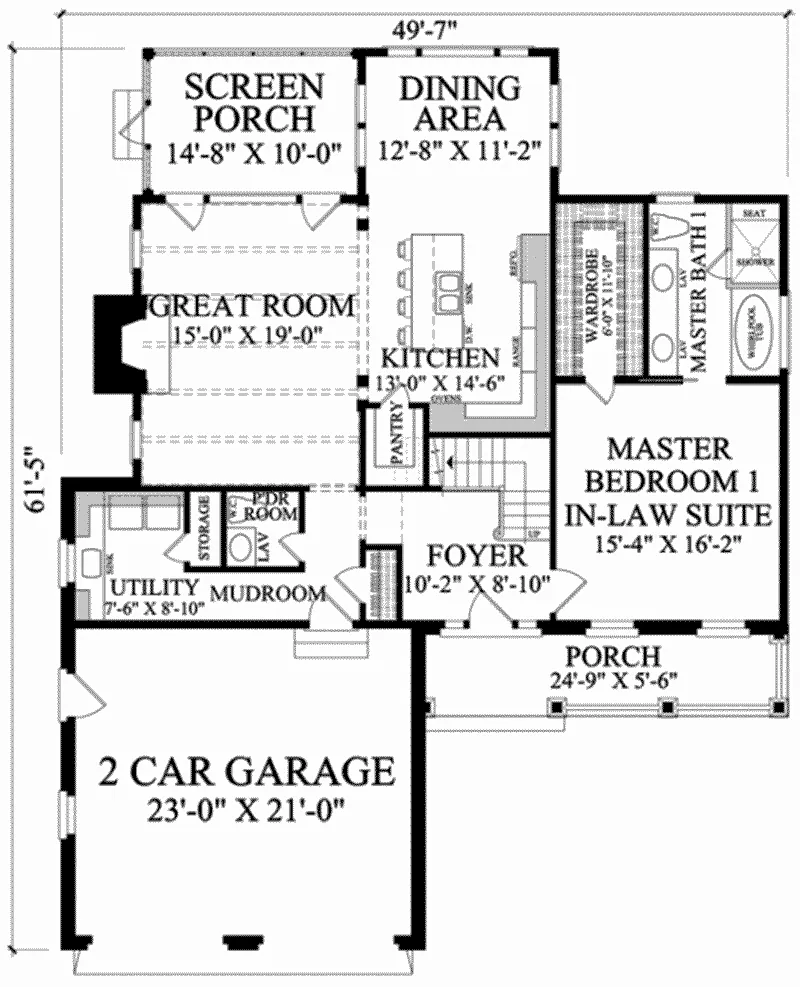 Traditional House Plan First Floor - 128D-0234 - Shop House Plans and More