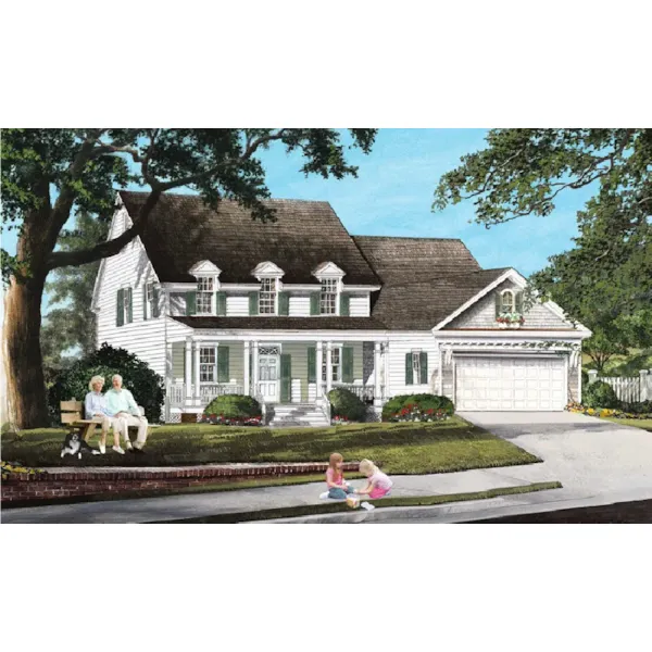 Farmhouse Plan Front of Home - Merry Oaks Country Home 128D-0235 - Shop House Plans and More