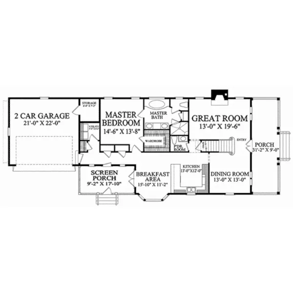 Cabin & Cottage House Plan First Floor - Myrtlegrove Country Cottage 128D-0239 - Shop House Plans and More