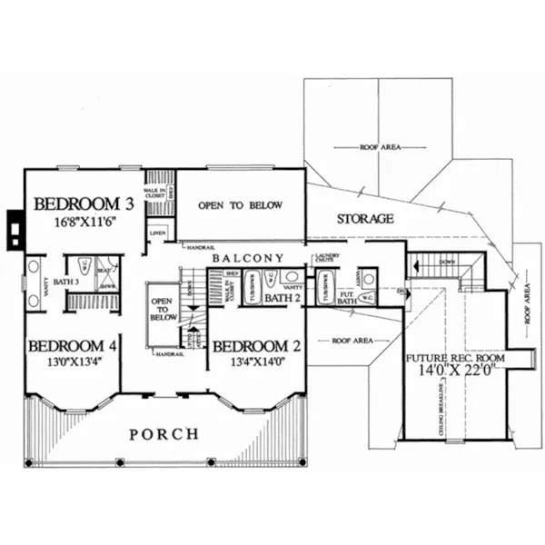 Traditional House Plan Second Floor - Newmarket Plantation Home 128D-0240 - Shop House Plans and More