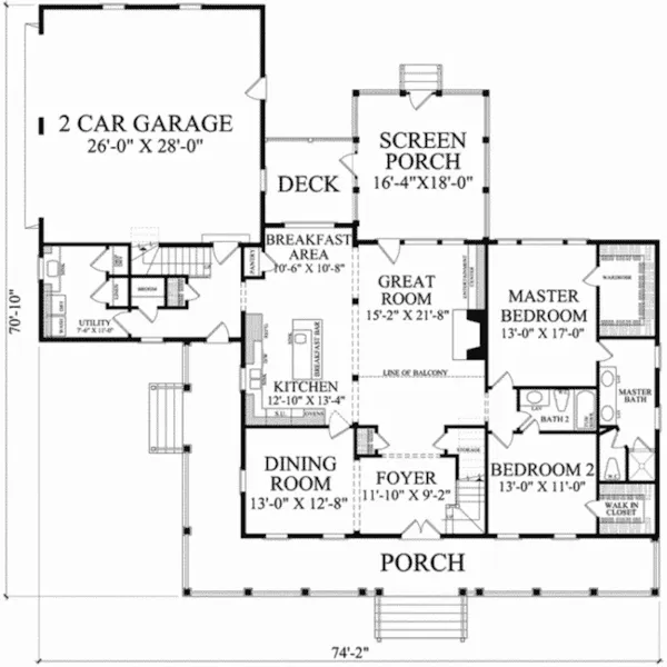 Southern House Plan First Floor - Ocean Isle Lowcountry Home 128D-0245 - Shop House Plans and More