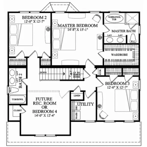 European House Plan Second Floor - Pebble Brook Country Home 128D-0249 - Shop House Plans and More