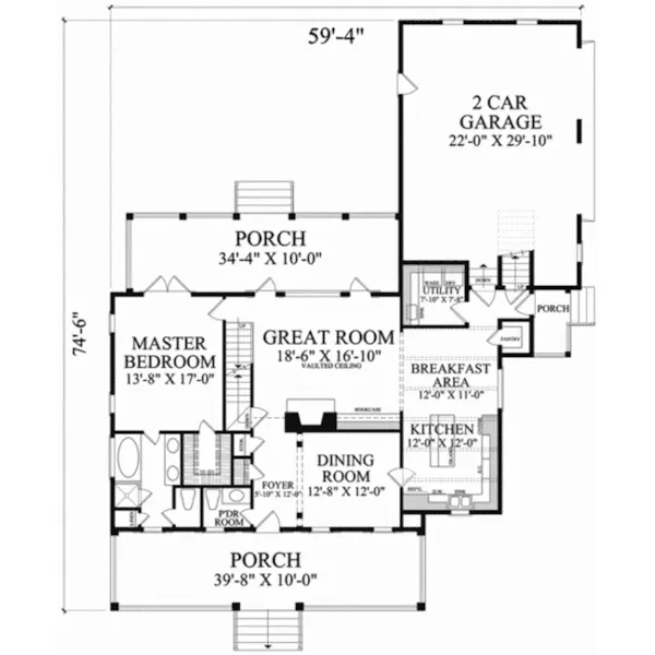 Country House Plan First Floor - Poplar Grove Lane Country Home 128D-0253 - Shop House Plans and More