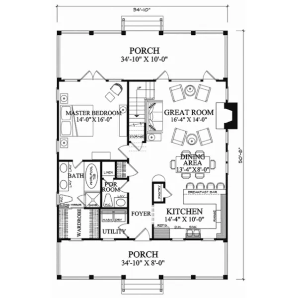 Traditional House Plan First Floor - Raspberry Cottage Country Home 128D-0255 - Shop House Plans and More