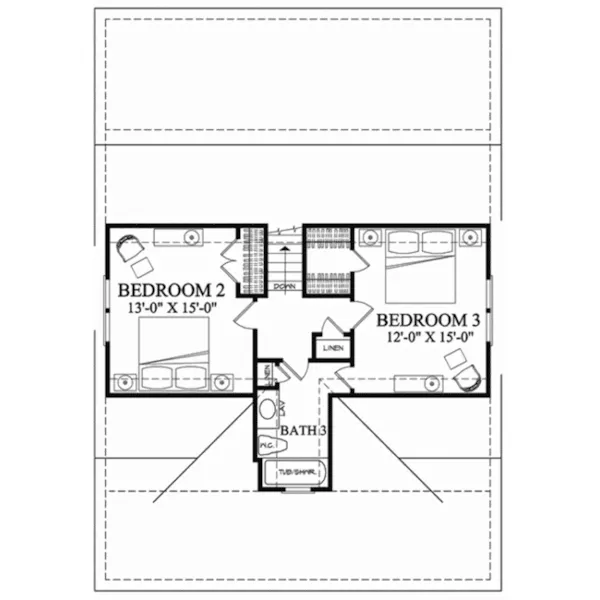 Traditional House Plan Second Floor - Raspberry Cottage Country Home 128D-0255 - Shop House Plans and More