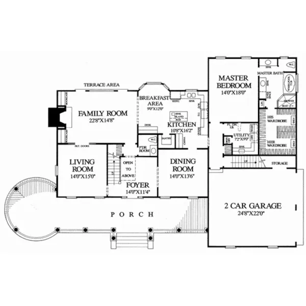 Victorian House Plan First Floor - Saratoga Springs Country Home 128D-0265 - Shop House Plans and More