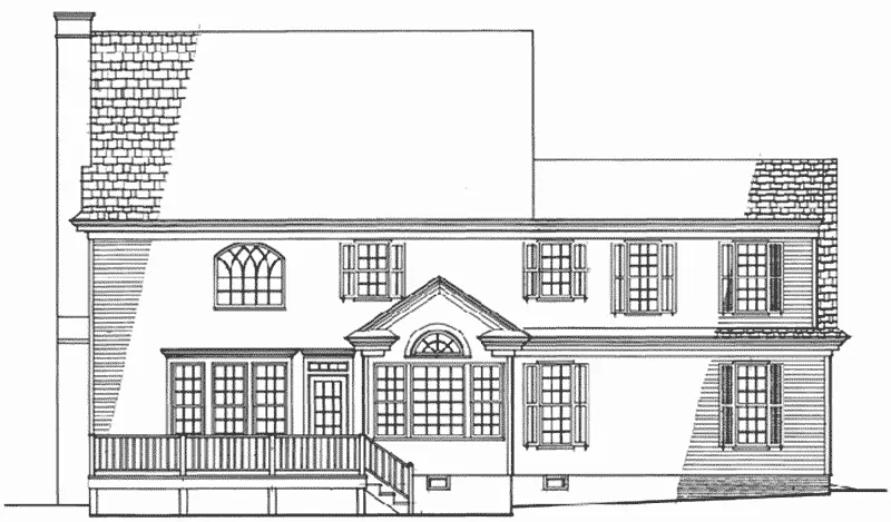 Lake House Plan Rear Elevation - Saybrook Lane Colonial Home 128D-0267 - Shop House Plans and More