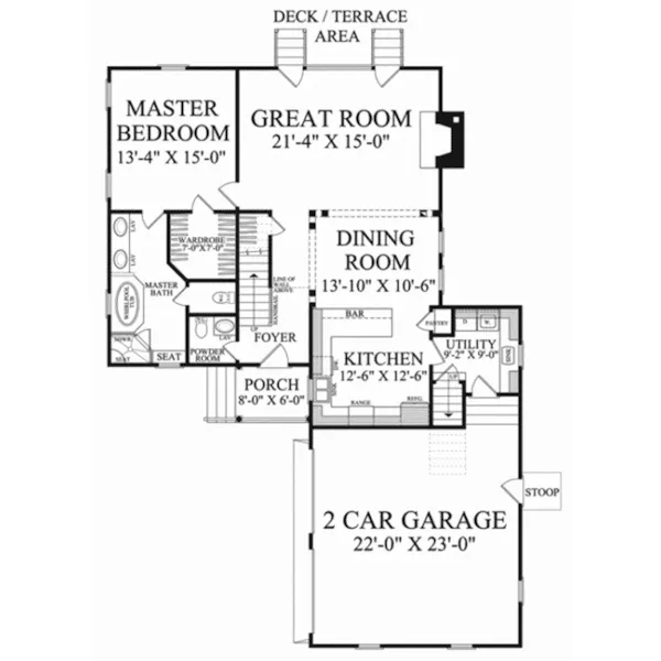 Colonial House Plan First Floor - Seaside Bay Country Cottage 128D-0268 - Shop House Plans and More