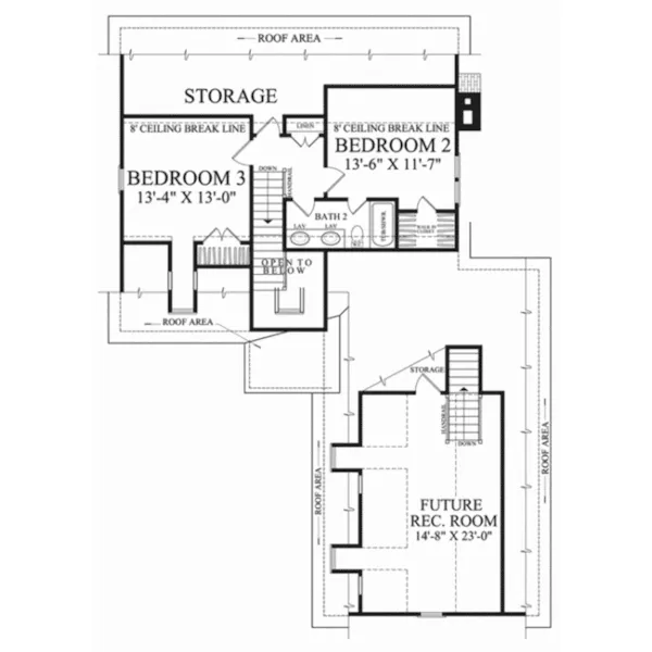 Colonial House Plan Second Floor - Seaside Bay Country Cottage 128D-0268 - Shop House Plans and More