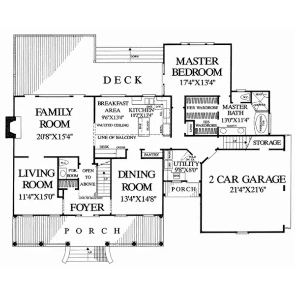 Country House Plan First Floor - Sulphur Springs Country Home 128D-0277 - Shop House Plans and More