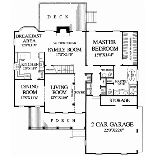 Farmhouse Plan First Floor - Sunrise Farm Country Home 128D-0283 - Shop House Plans and More