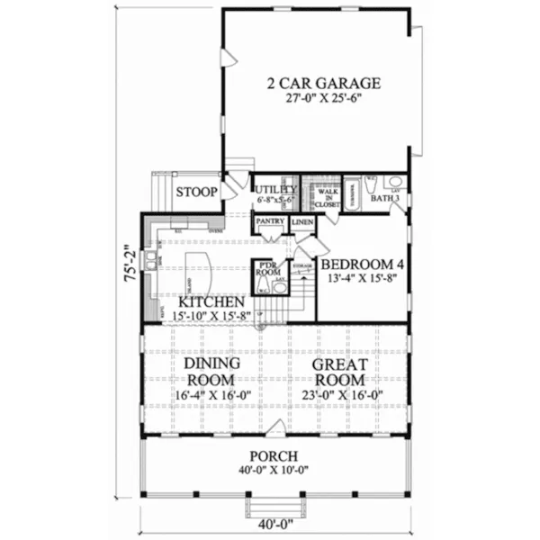 Southern House Plan First Floor - Swansboro Plantation Home 128D-0284 - Shop House Plans and More