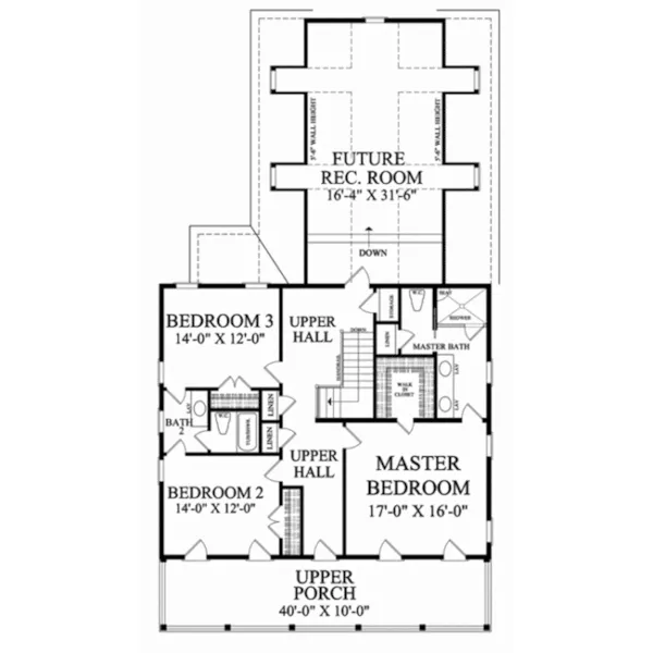 Southern House Plan Second Floor - Swansboro Plantation Home 128D-0284 - Shop House Plans and More