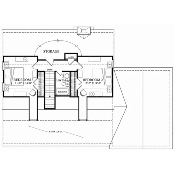 Southern House Plan Second Floor - Sweetwater Cottage Home 128D-0285 - Shop House Plans and More