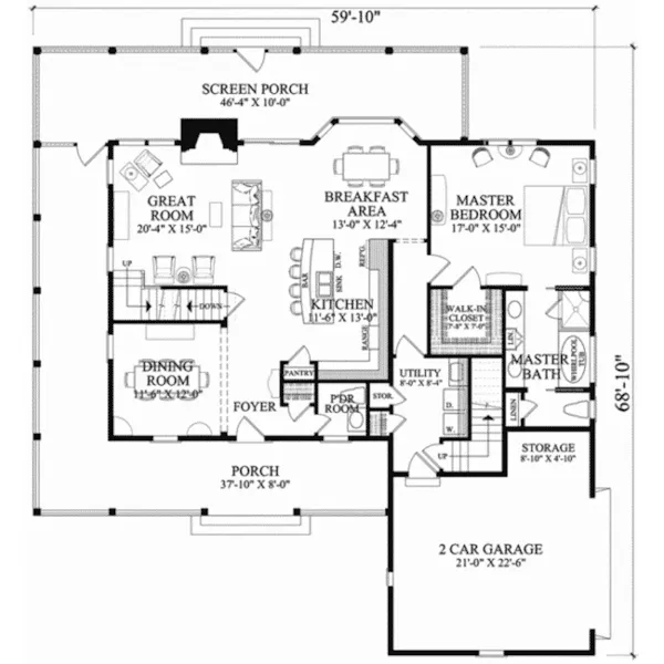 Southern House Plan First Floor - Timberidge Rustic Country Home 128D-0289 - Shop House Plans and More