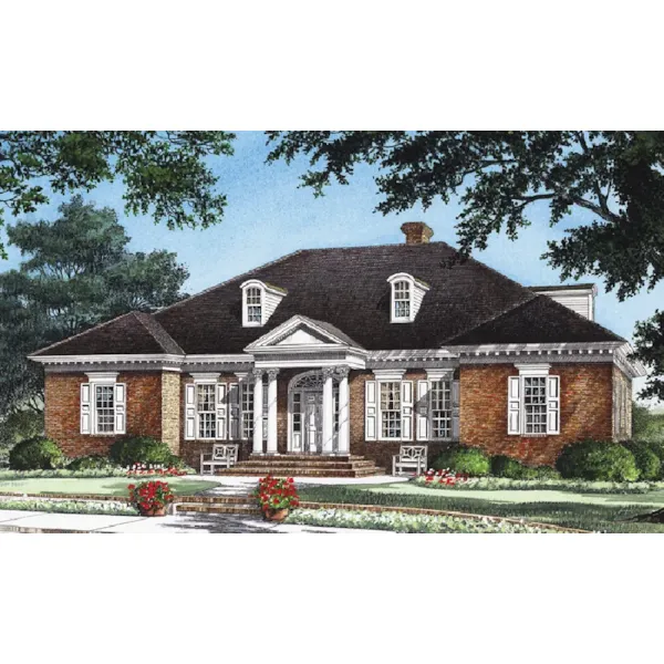 Georgian House Plan Front of Home - Vicksburg Ranch Home 128D-0297 - Shop House Plans and More